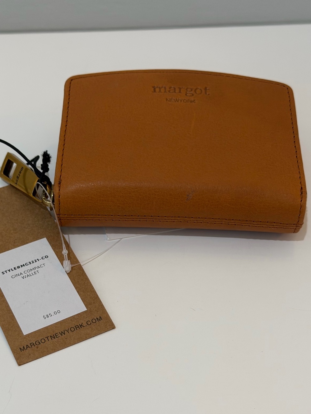 Margot Womens Leather Wallet in Cognac Brown